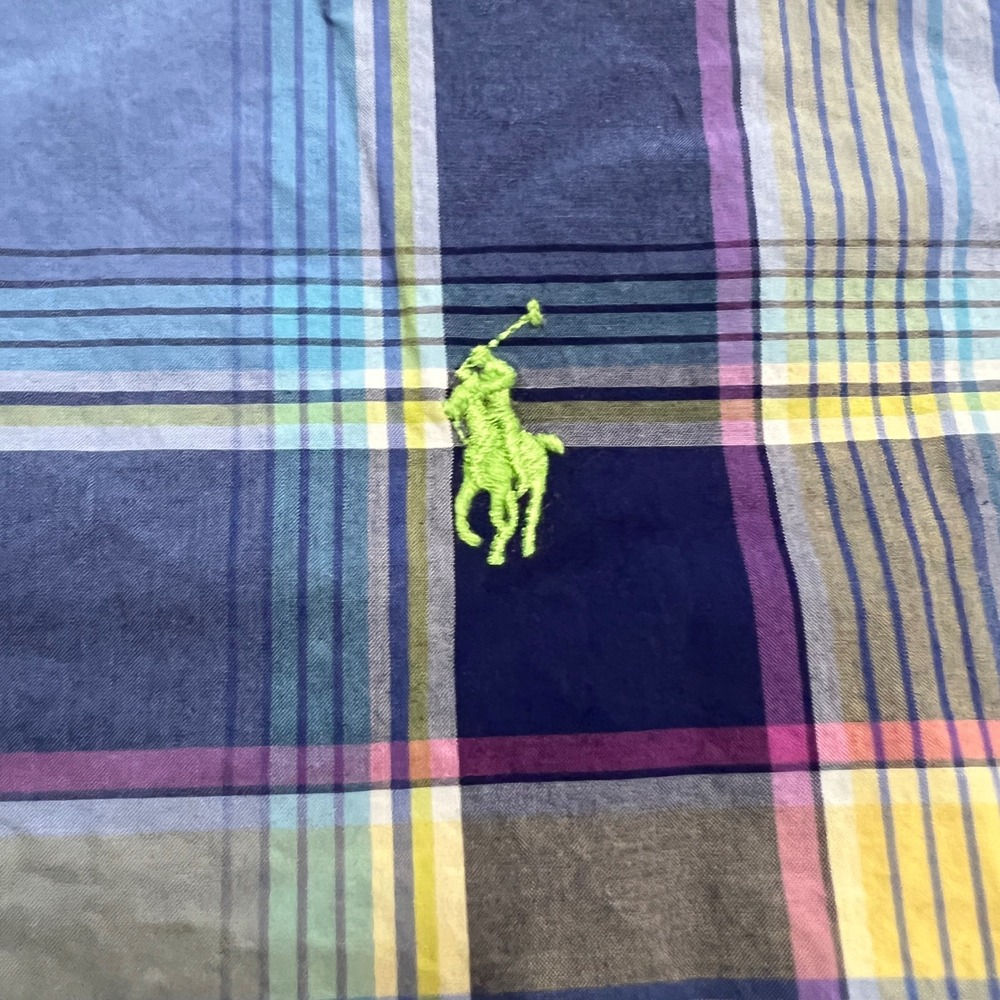 Polo Ralph Lauren Mens Plaid Button Down Shirt Long Sleeve Green Pony Logo M - Picture 4 of 9